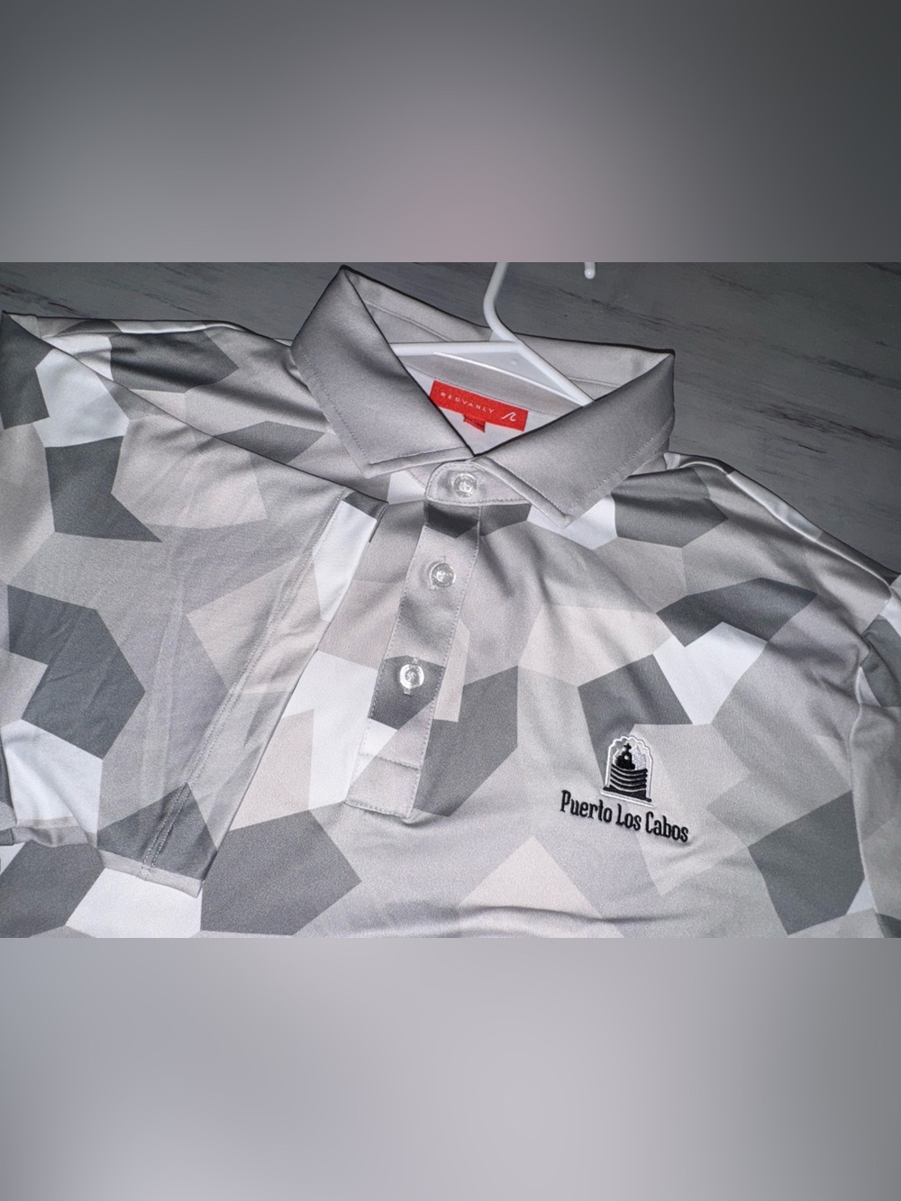 REDVANLY Men’s L Puerto Los Cabos Performance Golf Polo Geometric Print